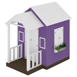 Casinha de Brinquedo Artesanal com Varanda MDF Branco/Lilás - Criança Feliz Casinha com Varanda - 2
