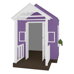 Casinha de Brinquedo Artesanal com Varanda MDF Branco/Lilás - Criança Feliz Casinha com Varanda - 8