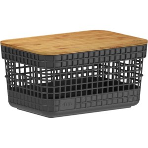 Cesto Organizador Grid Com Tampa De Bambu 2,5l Preto - OU