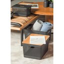 Ver imagem 2 de Cesto Organizador Grid Com Tampa De Bambu 2,5l Preto - OU