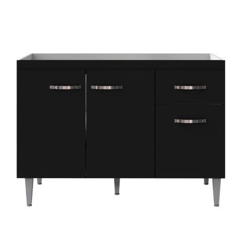 Balcão para Pia Gabriela 120 Cm 3 Portas Preto Ajl