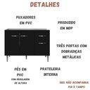 Ver imagem 3 de Balcão para Pia Gabriela 120 Cm 3 Portas Preto Ajl