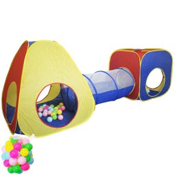 Barraca Infantil Toca Túnel 3x1 Dobrável 100 Bolinhas Menino Menina Cabana Colorida Brinqway BW- - 1