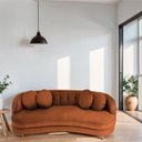 Ver imagem 6 de Sofá Curvo 3 Lugares Orgânico Sala Recepção Luxo Panamá 185cm Suede Terracota