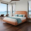 Ver imagem 4 de Cama Casal Flutuante com Cabeceira 140cm Aura W01 Couríssimo Camel - Lyam Decor