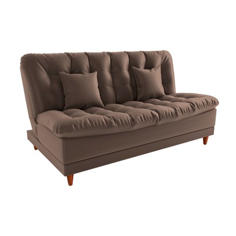 Sofá Cama Day 185cm Reclinável Manual Veludo Marrom - Sallar Home