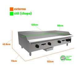 Chapa Bifeteira Profissional Industrial Prime a Gás 120cm PCM120G 8mm - Venâncio - 2