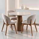 Ver imagem 2 de Kit 03 Cadeiras de Jantar e Estar Living Estofada Mia L02 Bouclê Creme - Lyam Decor