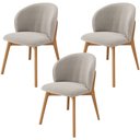 Ver imagem 1 de Kit 03 Cadeiras de Jantar e Estar Living Estofada Mia L02 Bouclê Creme - Lyam Decor