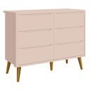 Ver imagem 1 de Cômoda 6 Gavetas Théo New Rosa Fosco com Madeira - MoveisAqui