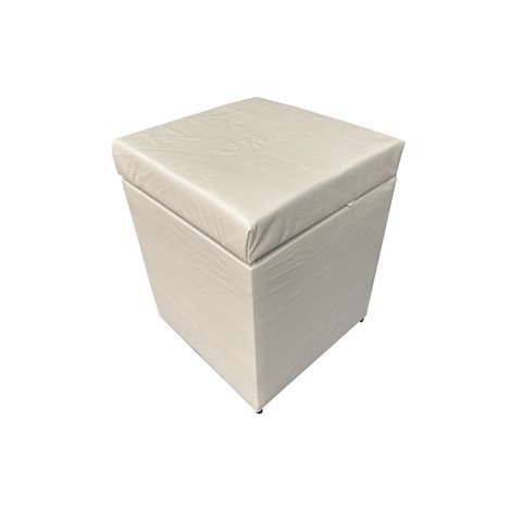 Puff Baú Quadrado 1 Lugar 36x36cm -bege Claro Corino