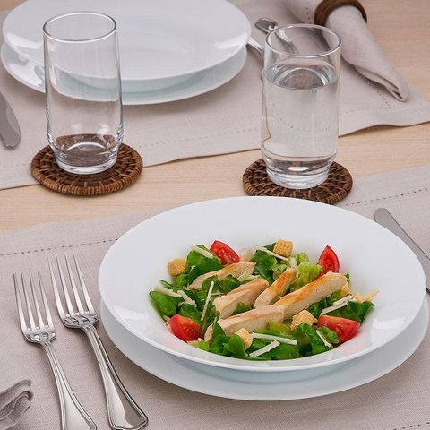 Conjunto 12 Pratos Fundos de Porcelana 21,5cm Classe Única Iguaçu Germer Branco