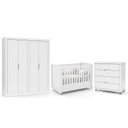 Ver imagem 1 de Dormitório Tutto New 4 Portas, Cômoda 4 Gavetas e Berço Branco Soft - Matic Móveis