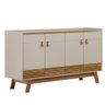 Kit Aparador Buffet Mason Com Espelho Caribe Preto L05 Amêndoa Off White - Lyam Decor - 13