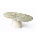 Ver imagem 3 de Mesa de Jantar Cone Oblongo 198x122 Cm Mármore Blue Deep e Base Laca Off White
