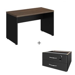 Mesa de Escritório com Gavetas 1,50×0,60m – WORDSTAR – NOGAL MÁLAGA/PRETO - 1