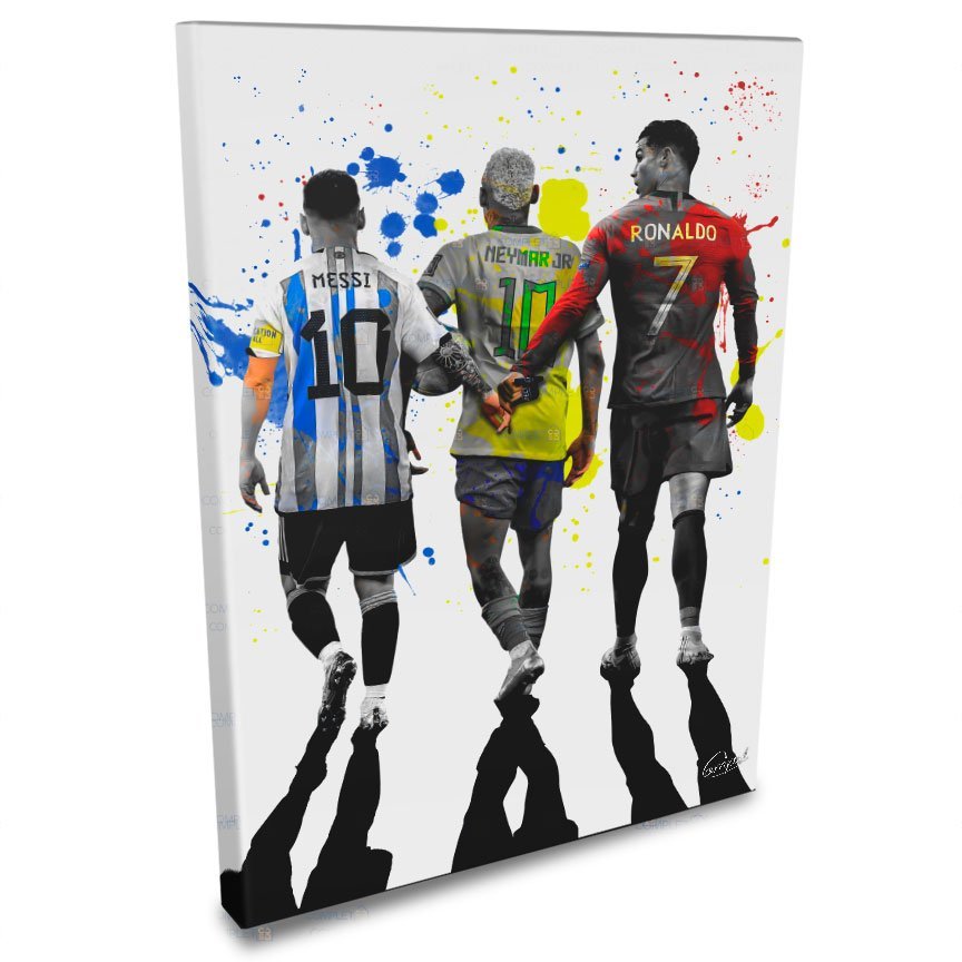 Quadro Futebol - Neymar Messi e Cristiano Ronaldo 40x60 cm