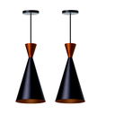 Ver imagem 1 de Kit 2 Lustre Pendente Interno Mesa Jantar Balcão Canadá Cor: Preto Com Topo Cobre