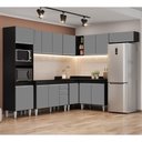 Ver imagem 2 de Armário de Cozinha Modulada de Canto 8 Peças Cp01 Balcão Preto/cinza - Lumil