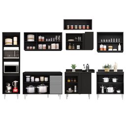 Armário de Cozinha Modulada de Canto 8 Peças Cp01 Balcão Preto/cinza - Lumil - 5