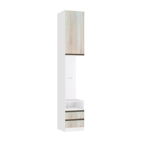 Mesa de Cabeceira Esquerdo Branco com 1 Porta 2 Gavetas Legno Crema Prime Plus Luciane Móveis
