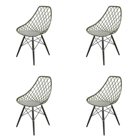 Conjunto 4 Cadeiras Kaila Verde Militar – Sofisticado para Ambientes Residenciais e Comerciais