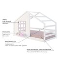 Ver imagem 3 de Cama Montessoriano Casinha com Janela Madeira Maciça Branco/Rosa Housin