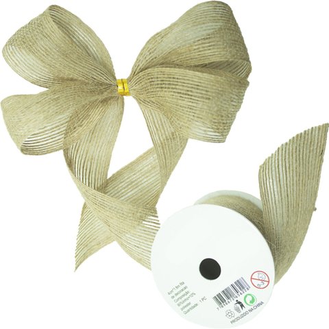 Kit 4 Fita Fibra de Juta Decorativa Poliéster Sintética 4cm