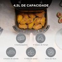 Ver imagem 6 de Fritadeira Air Fryer Midea 4,5l Widemax Cyclone Preto e Inox Fwm45p1 - 220v
