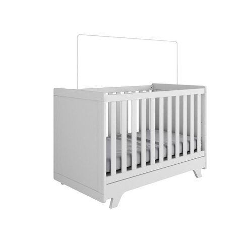 Berço Infantil Retrô - Moveis Peroba Branco Brilho/Cinza
