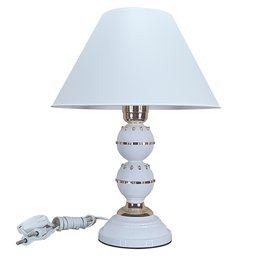Abajur Moderno Luminária Quarto Sala Perry Branco e Dourado - 1