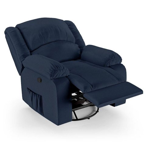 Poltrona do Papai Reclinável Pietra Glider Giratória Massagem Fh9 Pu Azul - Mpozenato