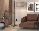 Ver imagem 2 de Abajur Luminária De Chão Articulável Quarto/sala/hall Madeir:PALHA