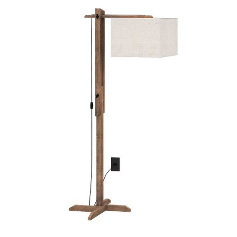 Abajur Luminária De Chão Articulável Quarto/sala/hall Madeir:PALHA