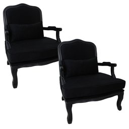 Kit 2 Poltronas Clássica King Entalhada Capitonê Preto Soberati Poltrona Clássica King Entalhada Cap - 1