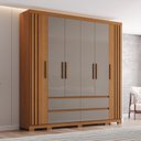 Ver mais imagens de Guarda Roupa Casal 6 Portas 4 Gavetas com Apliques Ripados Riade