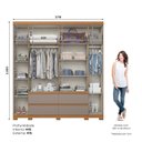 Ver imagem 3 de Guarda Roupa Casal 6 Portas 4 Gavetas com Apliques Ripados Riade