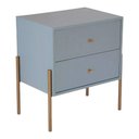 Ver imagem 2 de Mesa de Cabeceira Minimalista com Pés Finos de Ferro - Azul Céu Laca com Puxadores e Pés Rosê