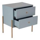 Ver imagem 3 de Mesa de Cabeceira Minimalista com Pés Finos de Ferro - Azul Céu Laca com Puxadores e Pés Rosê