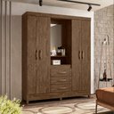 Ver imagem 6 de Guarda Roupa Casal Capri com Espelho 4 Portas Castanho Wood Moval