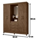 Ver imagem 2 de Guarda Roupa Casal Capri com Espelho 4 Portas Castanho Wood Moval