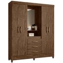Ver imagem 1 de Guarda Roupa Casal Capri com Espelho 4 Portas Castanho Wood Moval