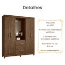 Ver imagem 3 de Guarda Roupa Casal Capri com Espelho 4 Portas Castanho Wood Moval