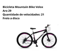 Ver imagem 4 de Bicicleta Mountain Bike Velox Aro 29 Freio Disco 21v Ello Cor:preto/rosa