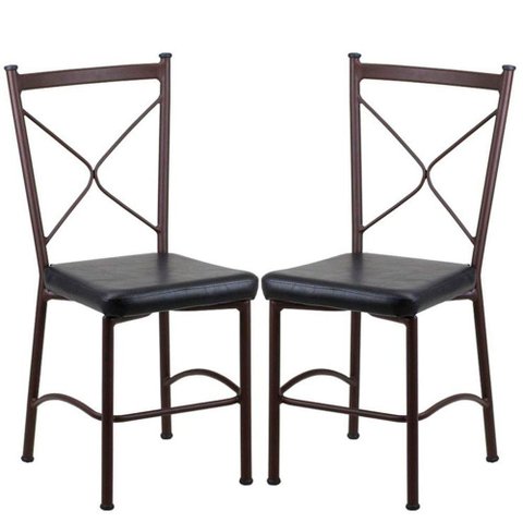 2 Cadeira Buffet em Alumínio para Cozinha, Restaurante, Preto