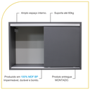 Ver imagem 3 de Armário Aéreo Multiuso 70cm 2 Portas de Correr 100% Mdf Cor:cinza