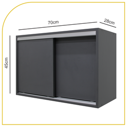 Armário Aéreo Multiuso 70cm 2 Portas de Correr 100% Mdf Cor:cinza - 2