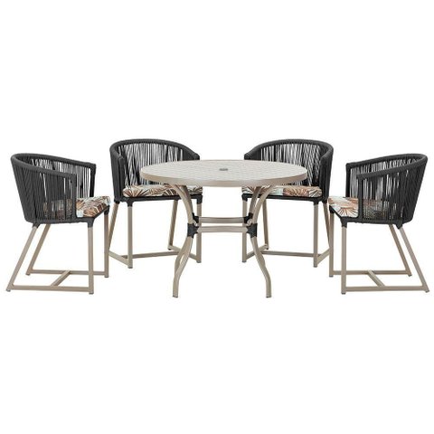 Mesa com 4 Cadeiras e Noronha Estofado 6 Trama Original Preto