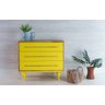 CÔMODA AMARELA DE MADEIRA MACIÇA 3 GAVETAS SIDERAL NÓZES E AMARELO 90X40X79,5CM - 1