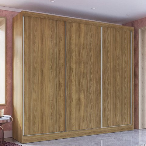 Guarda-roupa Casal 100% Mdf Kappesberg 3 Portas de Correr 8 Gavetas
